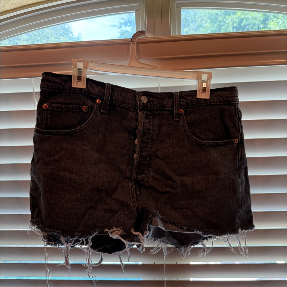 Levi's Black Jean Shorts Distressed Cut-Off Style